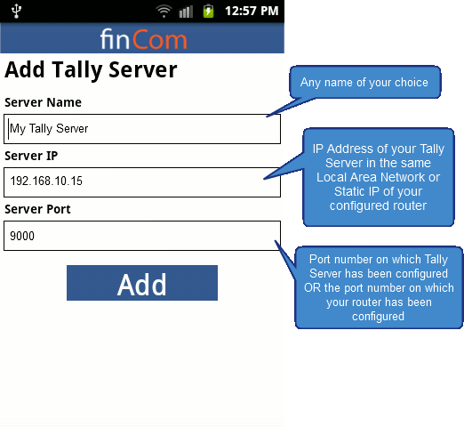 Configure finCom for Android Devices