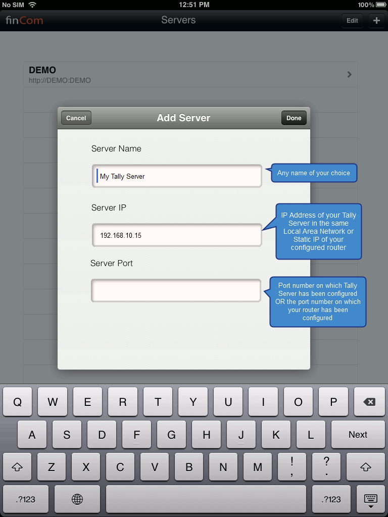 Configure finCom for iPad